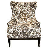 Handsome Comfortable Wingback Chair Upholstered in Bold Print